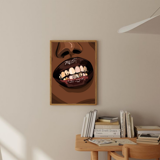 Afro Lips with Grills Wall Art