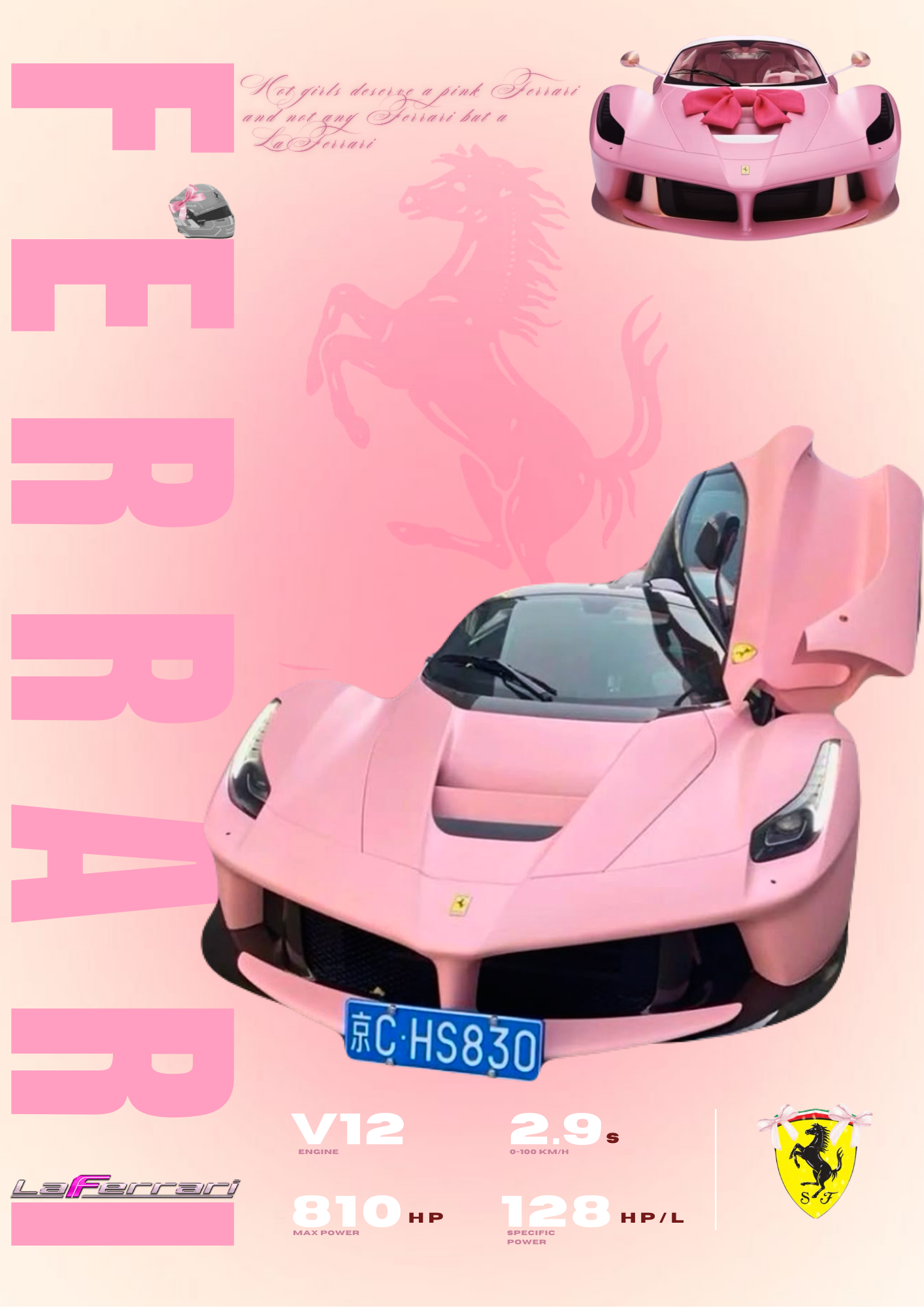 Pink FERRARI LaFerrari Manifesto Wall Art