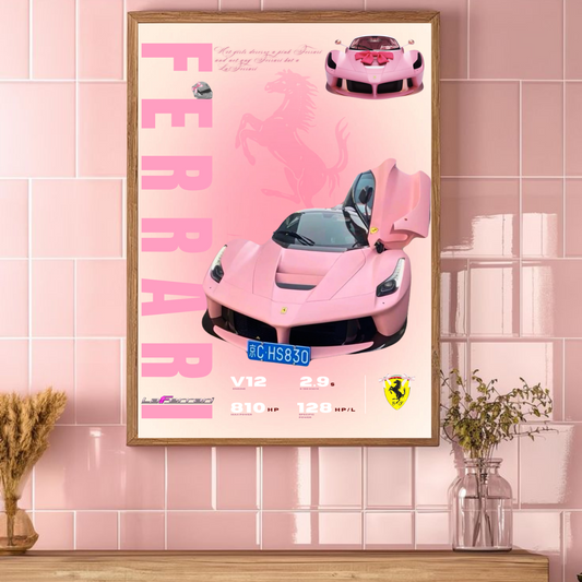 Pink FERRARI LaFerrari Manifesto Wall Art